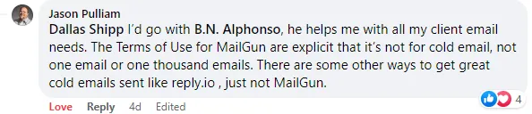 Jason Pulliam — "I'd go with B.N. Alphonso, he helps me with all my client email needs"